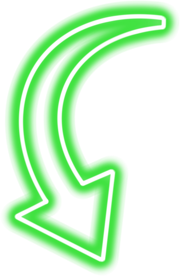 Green neon curved arrow